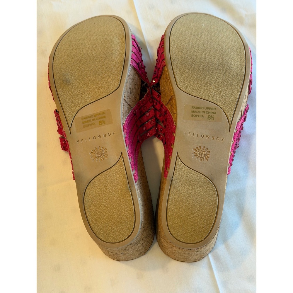 Yellow Box Pink Studded Cork Wedge Sandals - Picture 6 of 6
